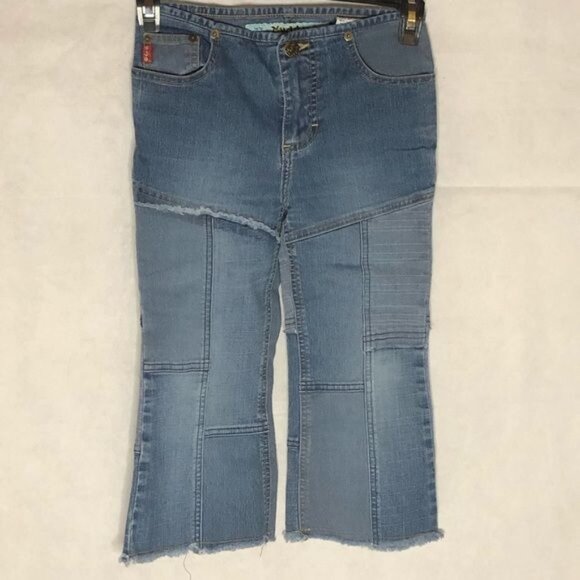 mudd light wash patches blue jeans pockets zipper button 8 kids READ - Picture 14 of 14